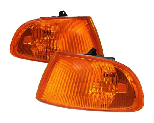 Spec-D Corner Lights (Chrome Housing/Amber Lens) Honda Civic 1992-1995