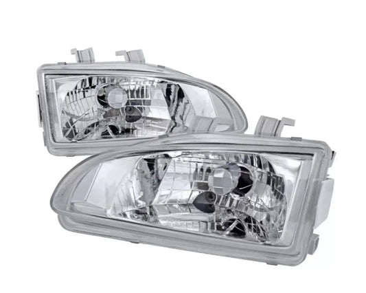 Spec-D Factory Style Crystal Headlights (Chrome Housing/Clear Lens) Honda Civic 1992-1995